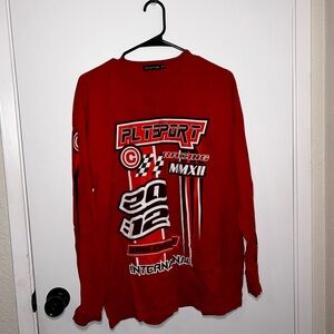 PrettyLittleThing Red Racing Graphic Long Sleeve Tee